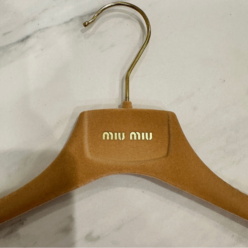 Miu Miu Tan velvet Hanger with Gold Hook